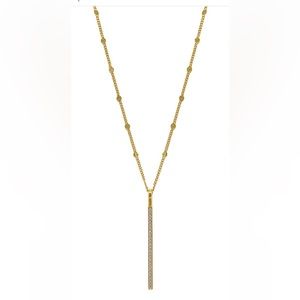 Adorina 14k Gold plated Pave CZ bar pendant